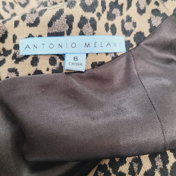 Antonio Melani Womens Leopard Print Lined Sparkle Knee Length Sheath Dress Sz 6 - Picture 7 of 9